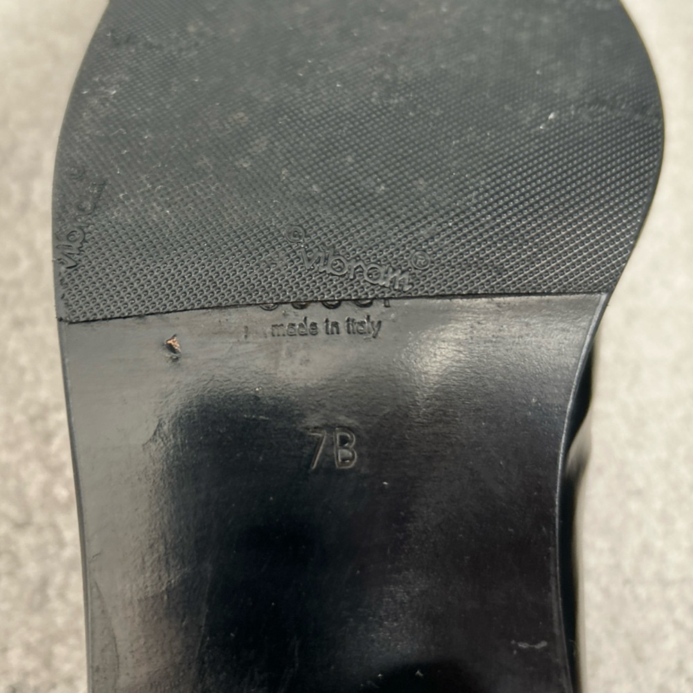 Gucci Black Leather Block Heel Loafer With Silver Metal Size 37 /US 7 B With Box - Picture 13 of 13